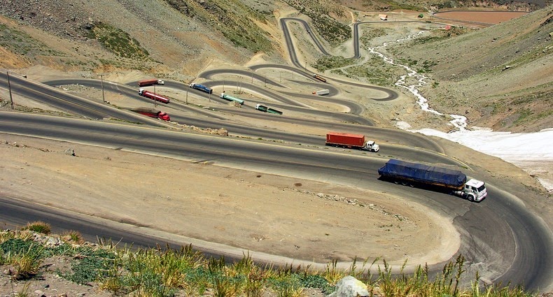 Winding mountain road with no guardrails